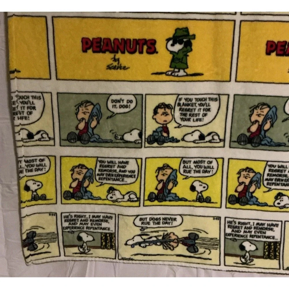Berkshire Blanket Peanuts Linus‎ Snoopy Comic Strip 100% Polyester Throw 55x70